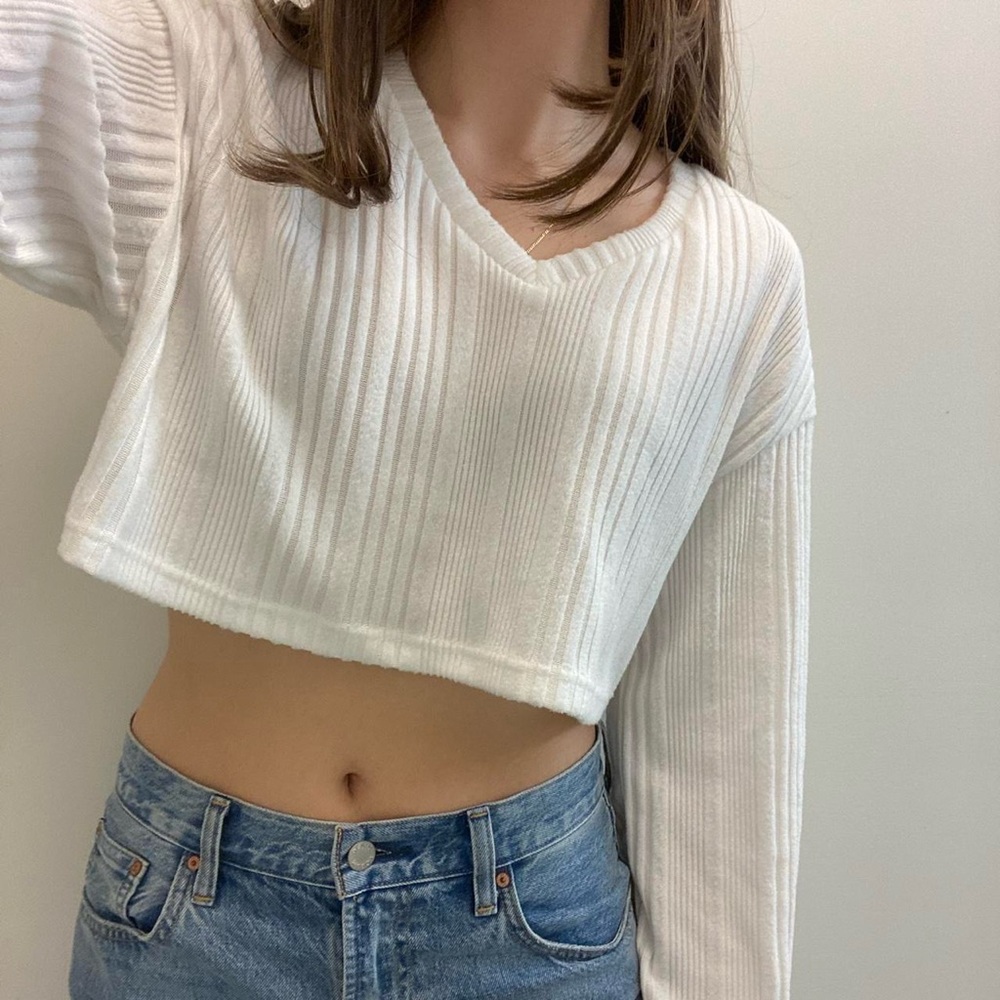 White cropped sweater